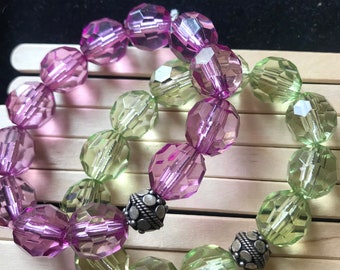 Pink and green bracelets