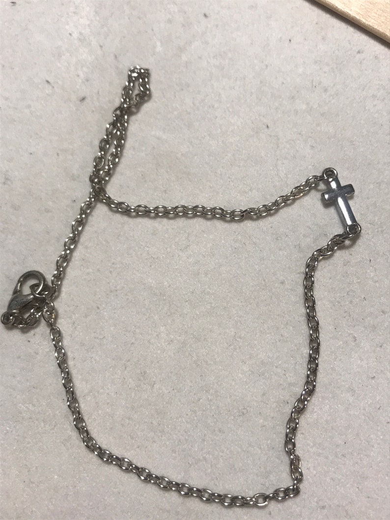 Cross silver ankle bracelet
