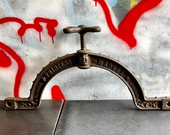 Antique Cast Iron “Princess Mangel” Press Handle | Steampunk Industrial Decor