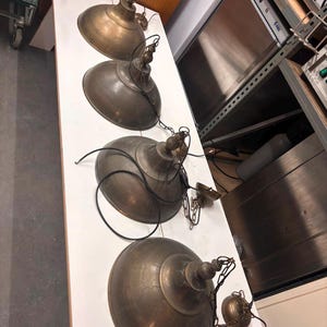 Lámpara colgante vintage de latón / Lámpara colgante industrial envejecida / Carcasa de estilo retro de taller/fábrica de 40 cm (sin cableado)