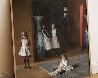 John Singer Art Print, The Daughters Of Edward Darley Boit Poster, Classic Museum Painting Reproduction For Elegant Vintage Home Decor Walls