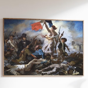 Liberty Leading the People Poster, Eugène Delacroix Print, Iconic French Revolution Art, Political Wall Decor for History and Art Lovers