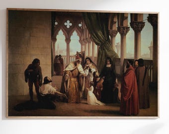 The Two Foscari Art Print By Francesco Hayez, Italian Romantic Historical Scene, 19th Century Dramatic Painting For Homes And Elegant Office