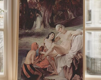 Bathsheba At Her Bath Art Print By Francesco Hayez, Romantic Italian Historical Art Print, 19th Century Female Figure For Homes And Offices