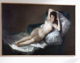 La Maja Desnuda Goya Wall Art, Classic Nude Painting Print, Vintage Spanish Art Poster, Famous Museum Reproduction For Elegant Home Decor