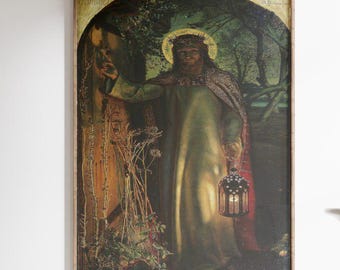 The Light of the World Poster by William Holman Hunt, Famous Pre Raphaelite Biblical Painting, Christian Symbolic Artwork for Home Wall Deco