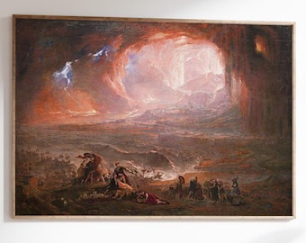 Destruction Of Pompeii John Martin Wall Art, Dramatic Romantic Painting Print, Classic Vintage Poster, Famous Art Reproduction For Home Deco