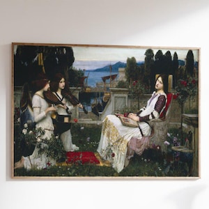 Saint Cecilia Art Print by John William Waterhouse, Pre-Raphaelite Musical Masterpiece Painting Poster, Famous Victorian Wall Art Decor