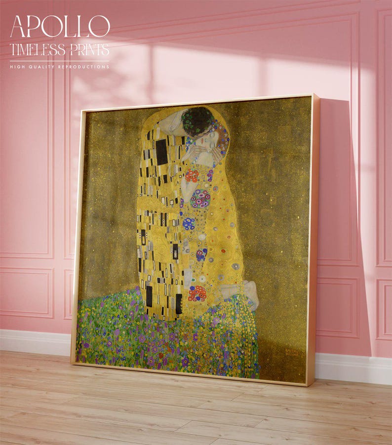 The Kiss by Gustav Klimt Poster, Iconic Art Nouveau Masterpiece Print ...