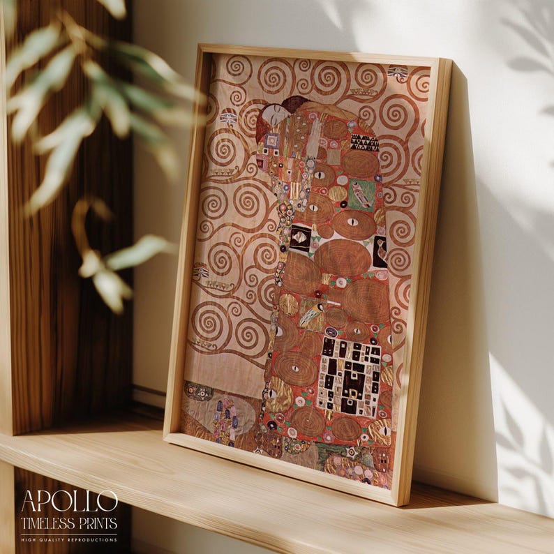 Gustav Klimt the Embrace Poster Print, Romantic Gold Art Nouveau Style ...