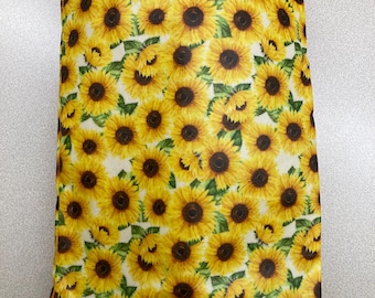 Grote herbruikbare, met bijenwas beklede broodzakjes zonnebloemen