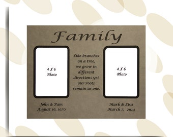 Generation Frame, Family Frame, Parents Wedding THANK YOU Gift,  Like Branches on a Tree, Parents of the Bride and Groom