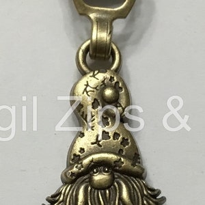 Gnome Brass, Nickel and Matte Rainbow Size 5 Zipper Pull image 4