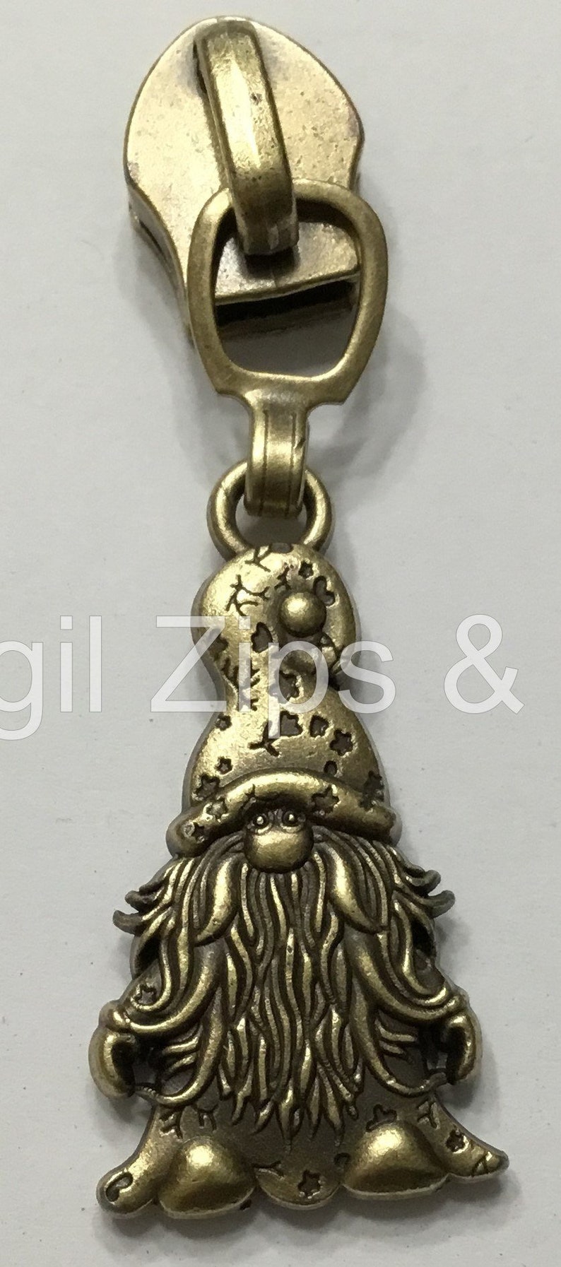 Gnome Brass, Nickel and Matte Rainbow Size 5 Zipper Pull image 4