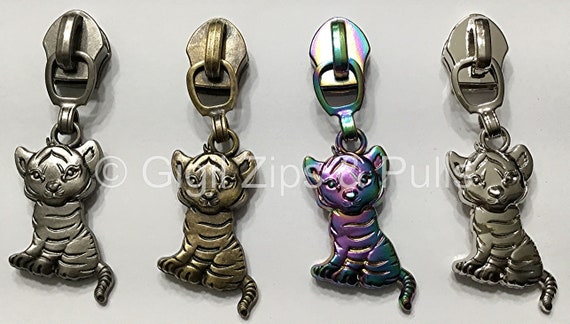 Tiger cub zipper pull - 5 or 10 count - 4 colors - size 5 for nylon tape