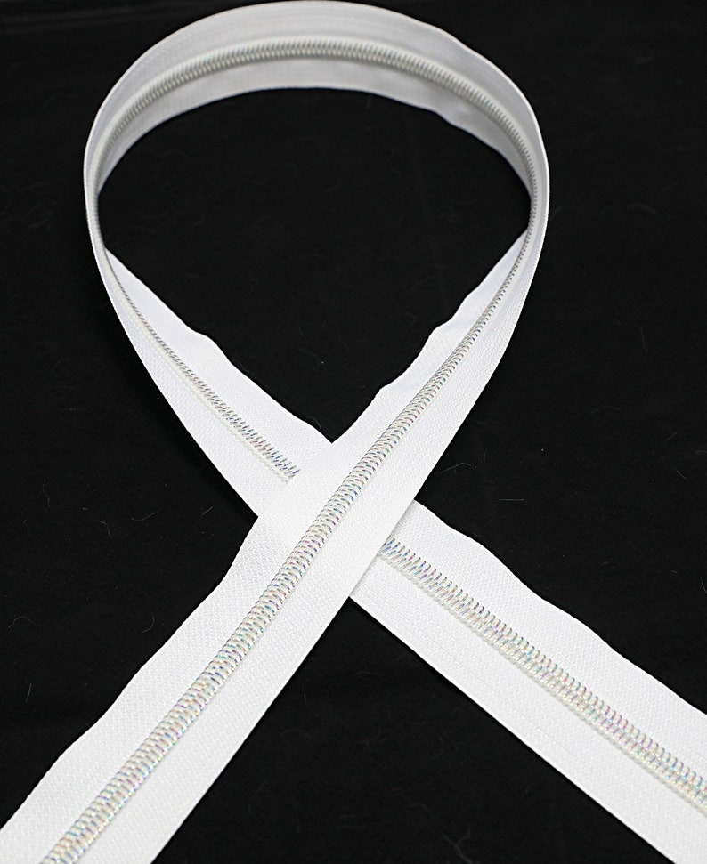 Zipper Tape by the yard White Tape Iridescent Nylon Etsy