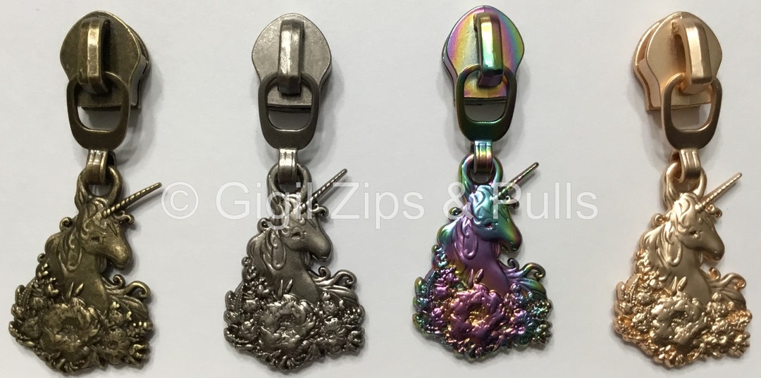 Unicorn Floral Zipper Pull Floral Last Unicorn Zipper Pull 4 Colors