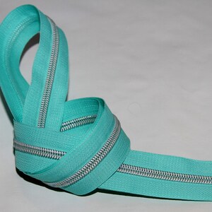 Aqua Zipper Tape -  by the yard - Breeze Tape - Iridescent Nylon Teeth - #5 Breeze Zipper Tape