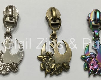 Floral Wars - Rebel Wars - size 5 - Zipper Pulls - Sets of 5 or 10