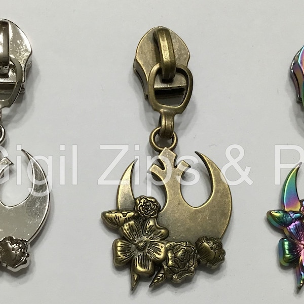 Floral Wars - Rebel Wars - size 5 - Zipper Pulls - Sets of 5 or 10