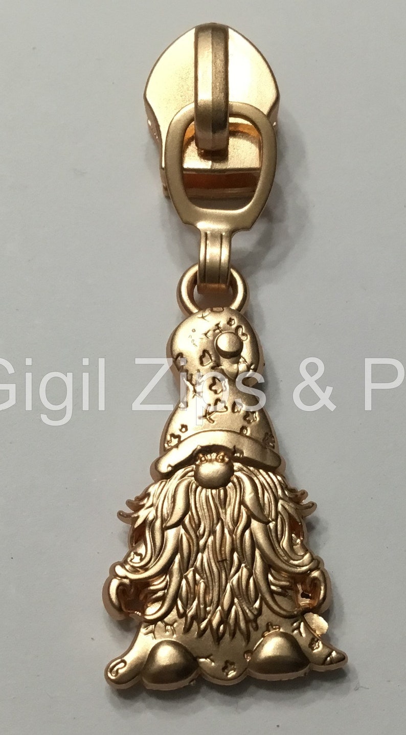 Gnome Brass, Nickel and Matte Rainbow Size 5 Zipper Pull image 5