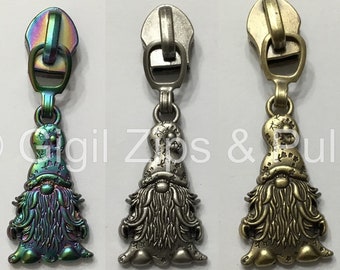 Gnome - Brass, Nickel and Matte Rainbow - Size 5 - Zipper Pull