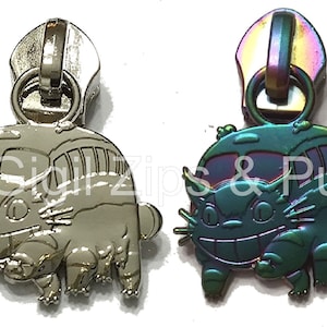 Cat Bus, Zipper Pulls, Size 5 Sold in packs of 5 or 10 - silver finish only at this time