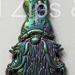 Gnome Brass, Nickel and Matte Rainbow Size 5 Zipper Pull image 2