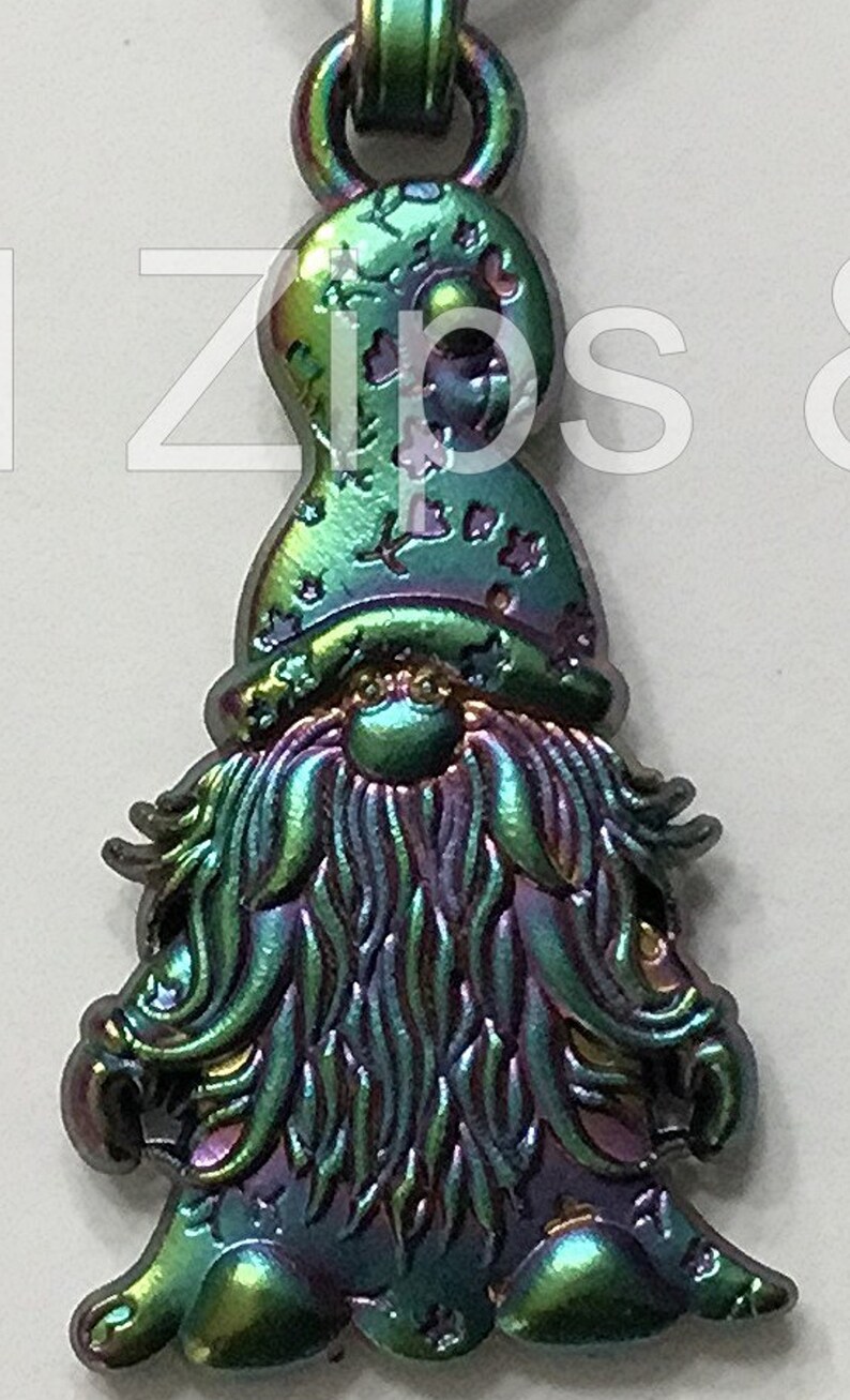 Gnome Brass, Nickel and Matte Rainbow Size 5 Zipper Pull image 2