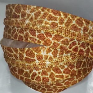 Zipper Tape -  by the yard - Giraffe - Teeth same color as the tape - #5  Zipper Tape