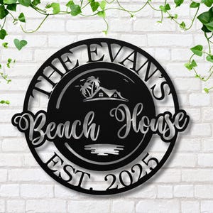 Personalized Beach House Metal Sign, Coastal Family Name Plaque, Ocean Home Decor, Custom Est. Year Gift for Vacation Home