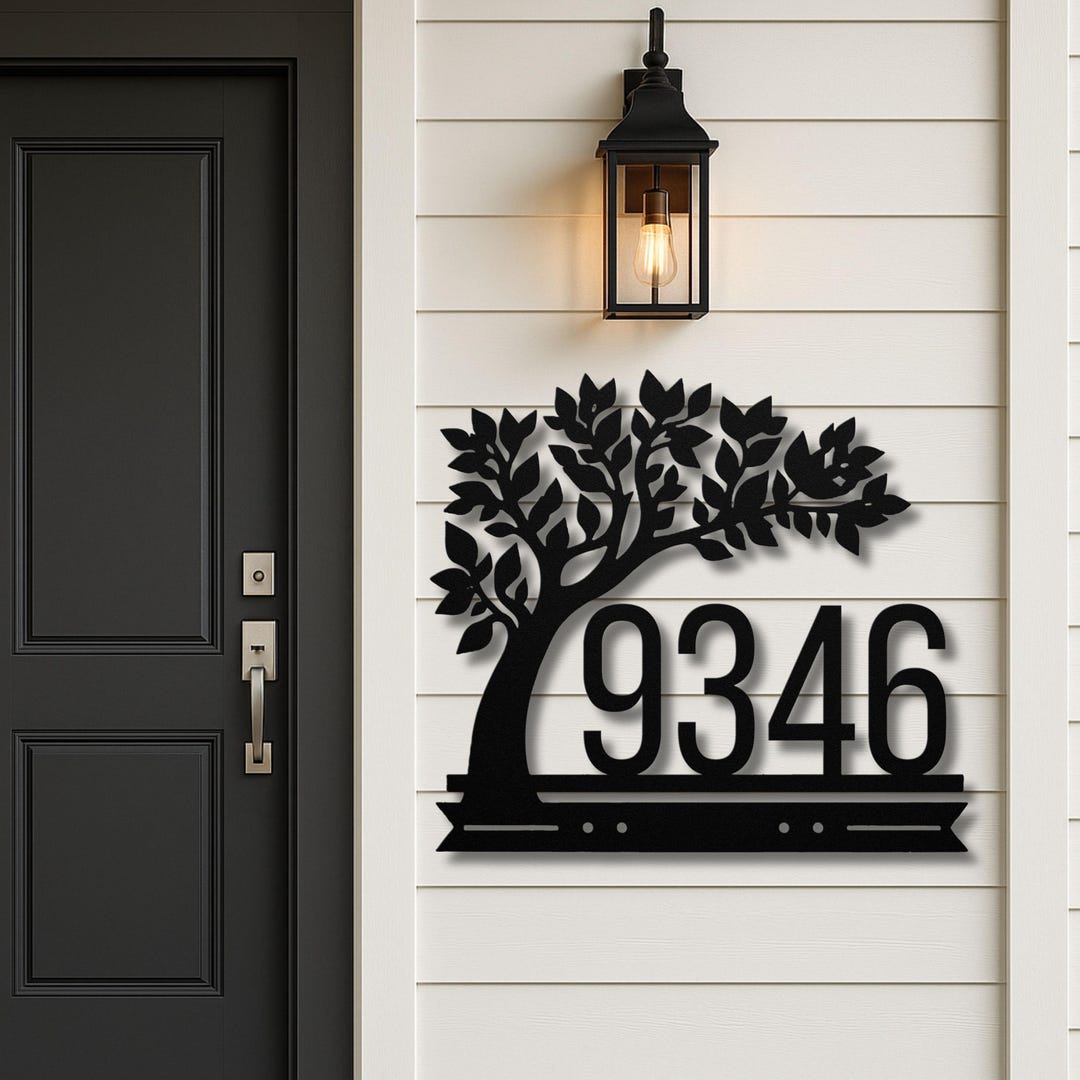 Tree Address Personalized Tree Address Sign, Custom Metal House Numbers, Outdoor ...