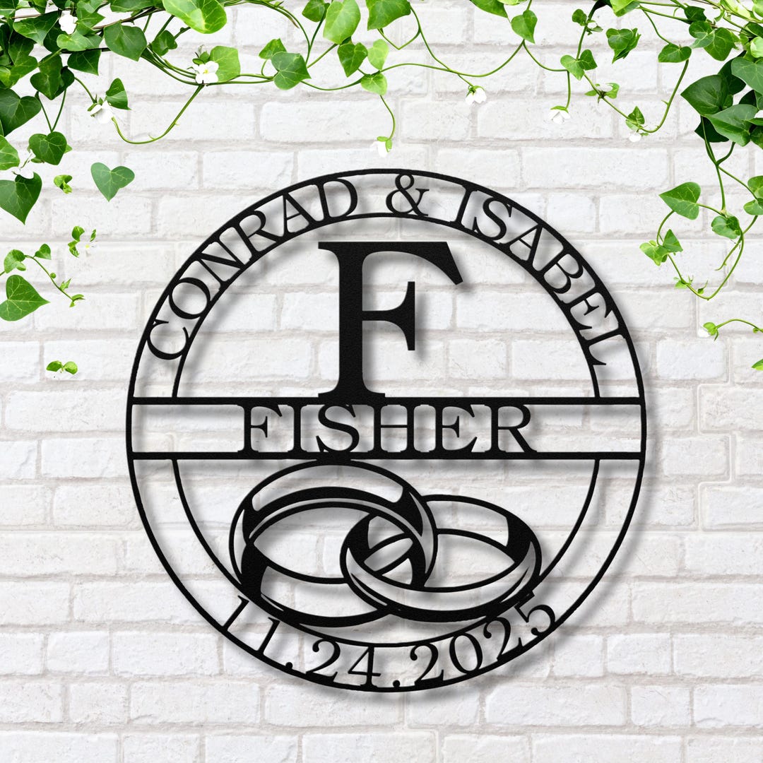 Personalized Wedding Monogram Metal Sign: Custom Couple Names, Initial ...