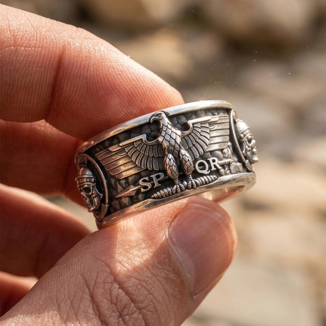 Legionaries Rings Sterling Silver Roman Legion Ring, SPQR Warrior Skull Statement Ring - Etsy