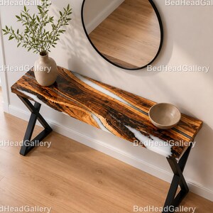 Handcrafted White Resin Table | Modern Entryway Table | Contemporary Hallway Furniture | Modern Statement Entryway Console Tabletop |
