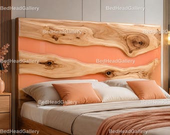 Live Edge Wood Resin Headboard, Boho Modern Bedroom Decor, Handmade Custom Bedhead