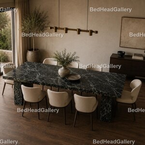 Green Spider Marble Dining Tabletop | Rectangle Natural Stone Luxury Furniture