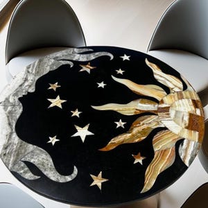 Luxury Round Malachite Gemstone Dining Table | Handcrafted Green Semi-Precious Stone Tabletop | Elegant Statement Furniture Modern Interiors