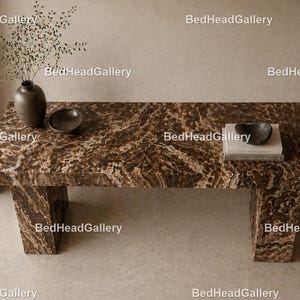 Modern Brown Onyx Coffee Table, Marble Console Table, Minimalist Stone Accent Table, Luxury Living Room Table, Wabi Sabi Decor Table |