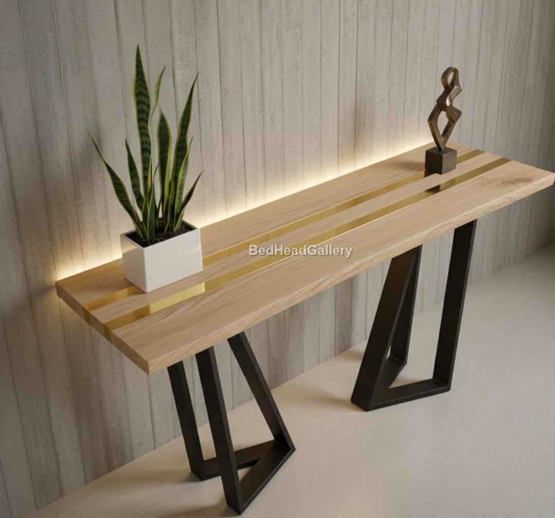 Modern Wood Console Table Handmade Modern Console Table – Natural Wood ...