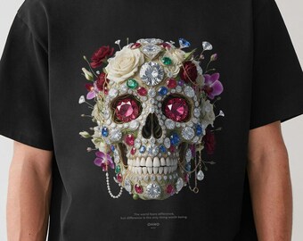 Totenkopf Diamanten Grafik T-Shirt: Halloween Kostüm Shirt, Comfort Colors by OHNO New York