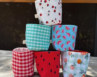 Picnic Theme Mason Jar Cozy | Coffee Drink | Reusable Sleeve for Mason Glass Jars | Handmade Gift | Coffee Cozie | Insulated Drink Cover