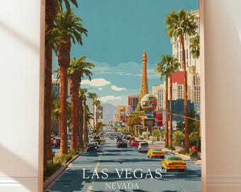Las Vegas Strip Travel Poster, Nevada Wall Art, City Art Print