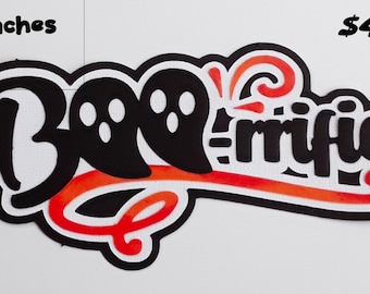 BOO-rrific TITLE HALLOWEEN  3D die cut  paper piecing  for premade scrapbook pages album card  by Rhonda