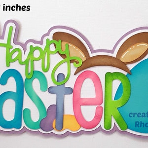 JOYEUSES PÂQUES TITRE garçon fille Rassemblement en papier découpé 3D pour cartes d'album de pages de scrapbooking prédéfinies par Rhonda