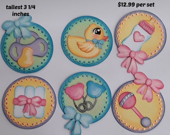 BABY TOKENS  paper piecing 3D die cut SET for boy or girl  premade scrapbook pages ,albums by Rhonda