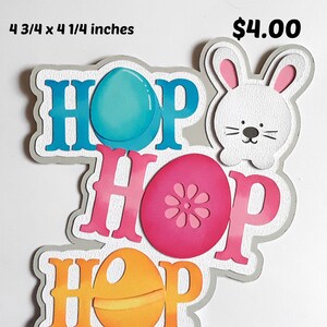 HOP HOP HOP titre Pâques 3D découpé pour album de pages de scrapbooking ou cartes préfabriqués par Rhonda