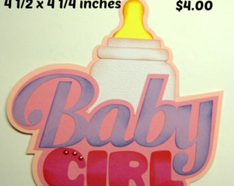 BABY GIRL title paper piecing 3D die cut for  premade scrapbook page title by Rhonda