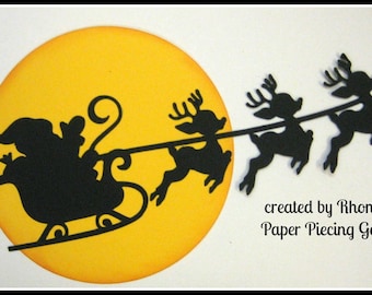 Santa with sleigh Christmas  paper piecing  premade scrapbook page  by Rhonda rm613art
