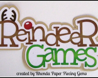 Reindeer Games Christmas title  paper piecing  premade scrapbook page  by Rhonda rm613art